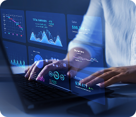 Analista financiero revisando dashboards de transacciones